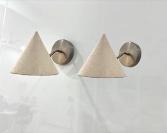 Juego de 2 apliques de pared pequeños con pantalla, estilo moderno, de mediados de siglo.