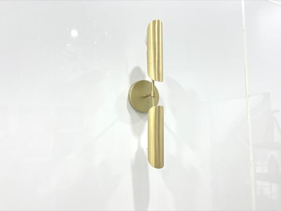 2 Arm Long Shade Brushed Brass wall light Modern Wall Sconce lamp Mid Century Wall Light Fixture