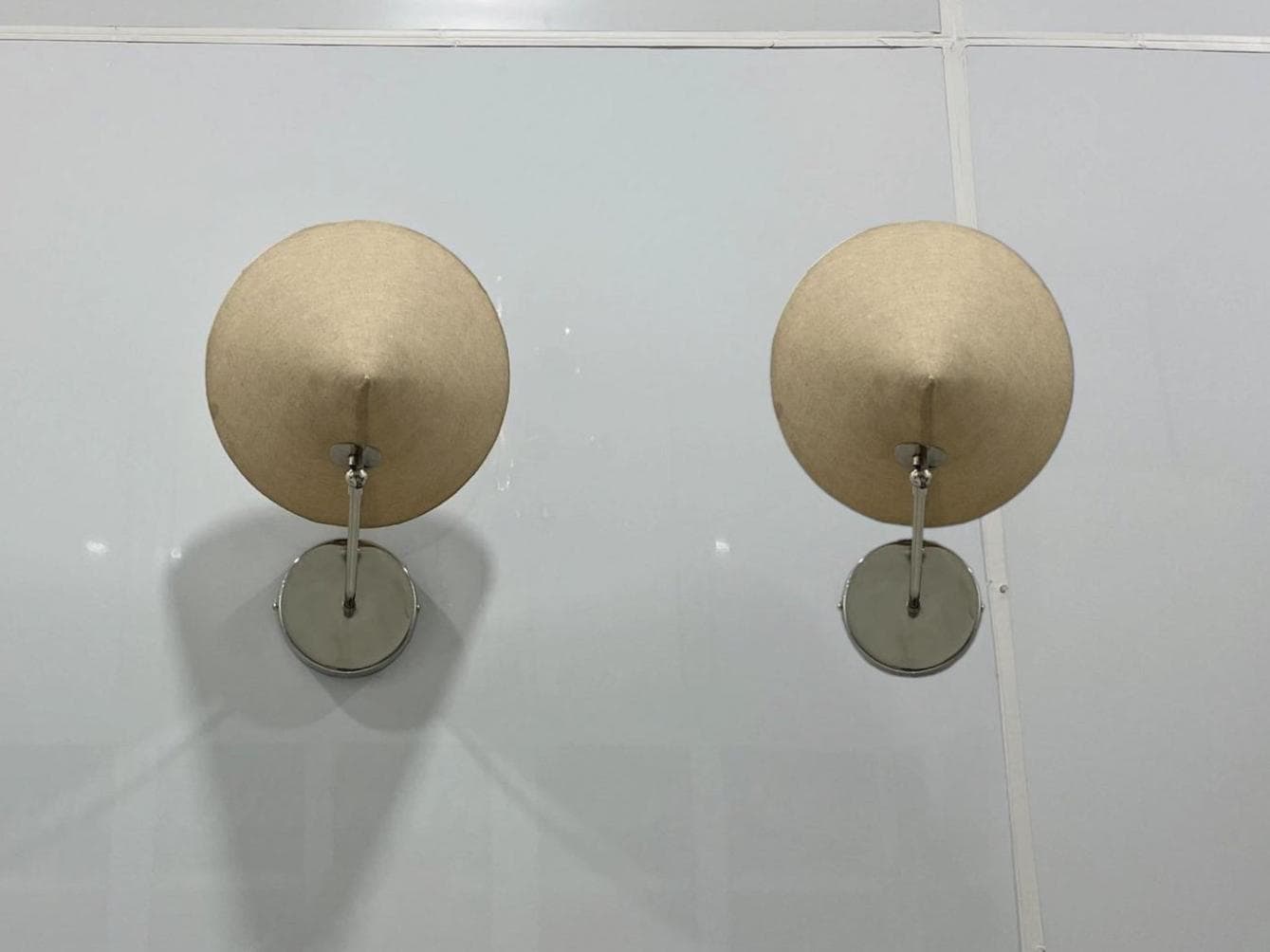 Set van 2 wandlampen met stoffen kap, moderne wandlamp in chroom, wandlamp in mid-century-stijl, badkamerverlichting, kaptafelverlichting, armatuurverlichting voor slaapkamers