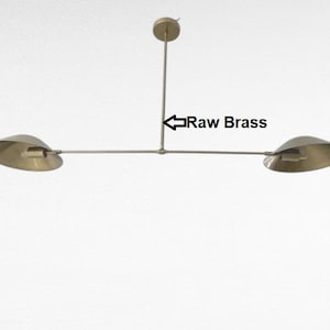 Mid Century 2 Metal Shade Raw Brass Long Dinning Pendant Lights Ceiling Fixture