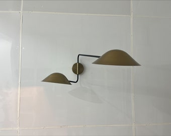 Mid Century 1950 2 Metal Shade Wall Sconce Light Fixture Wall Lamp Lights