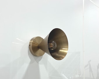 Handmade Raw Brass Wall Sconce: Vanity Light, 8-Inch Shade