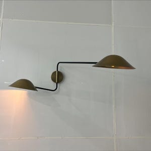 Double Arm Wall Lamp – Adjustable 2-Arm Wall Sconce with Metal Shades, Modern or Industrial Style