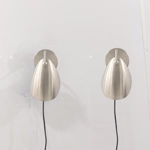 Set of 2 Plug In Wall Lamps – Modern Wall Sconces with Switch – Bedside Reading Lights – Adjustable Wall Lights for Bedroom or Living Room