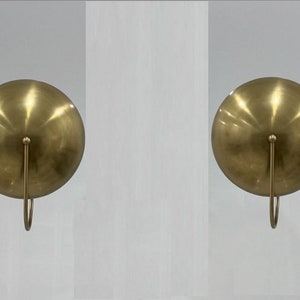 Set of 2 Handmade Curved Disk Shade Wall Scone Modern Mid Century Raw Brass Wall Scone Light Fixture