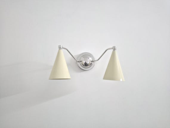 2 Shade Mid Century Wall Sconce Bathroom Vanity Light Polished Chrome