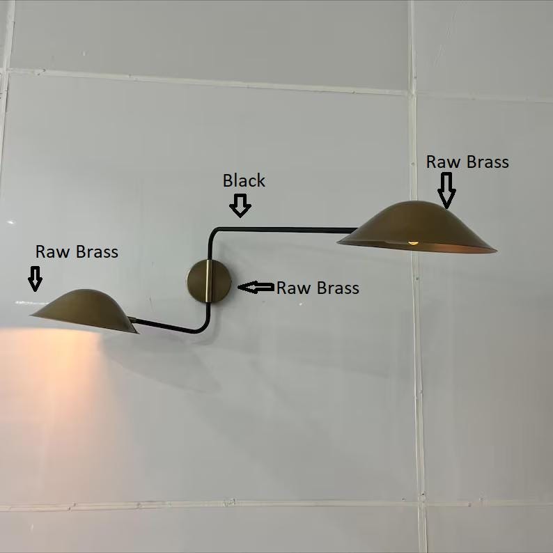 Double Arm Wall Lamp – Adjustable 2-Arm Wall Sconce with Metal Shades, Modern or Industrial Style image 2