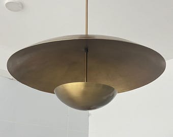 Raw Brass Chandelier: Mid Century Modern 3-Light Ceiling Pendant