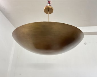 Raw Brass Chandelier: Mid Century Modern 6-Light Ceiling Pendant