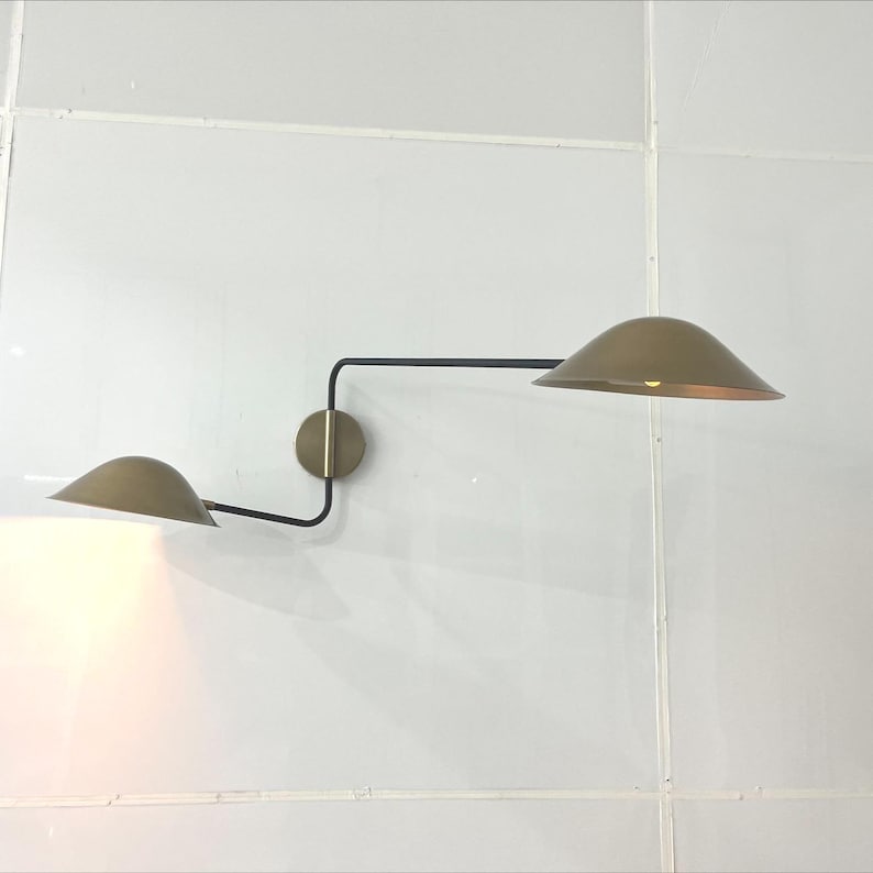 Double Arm Wall Lamp – Adjustable 2-Arm Wall Sconce with Metal Shades, Modern or Industrial Style image 1