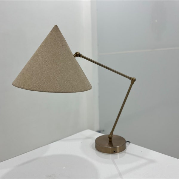Mid Century 1 Arm Fabric Shade 1951s Modern Italian Mid Century Stilnovo Style Desk or Table Lamp Study Lamp Shade Lamp