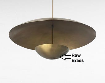 Raw Brass Chandelier: Mid Century Modern 3-Light Ceiling Pendant