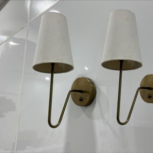 Set of 2 Fabric Shade Sconce ,Modern Wall Lamp , Mid Century Wall Light Fixture , Bathroom, Vanity , Bed Room Lights
