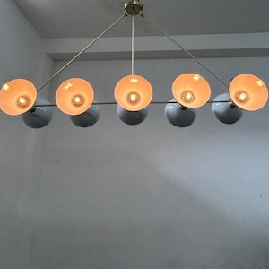 Italian Style Metal Chandelier Brass Sputnik Chandelier, Mid Century Modern Conical Ceiling Light Fixture Art Deco 10 lights