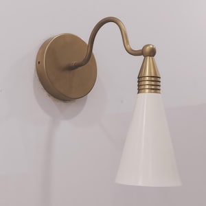 Industrial Brass Wall Sconce Light Fixture, Minimalist Wall Lamp Style Lighting for Bedroom or Office