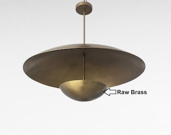 Raw Brass Large Ceiling Light Fixture for Kitchen Island Dining Room, Modern Farmhouse Lighting