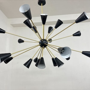 Beautiful Hand Crafted Stilnovo Brass Sputnik Chandelier Arms Modern chandelier Italian design