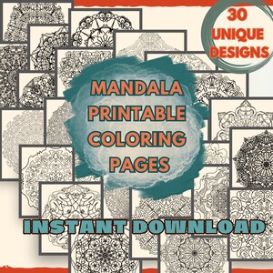 Alle ontwerpbundel!! **30** Unieke ontwerpen totaal!! -Abstracte geometrische Mandala afdrukbare - kleurplaten - kunst aan de muur