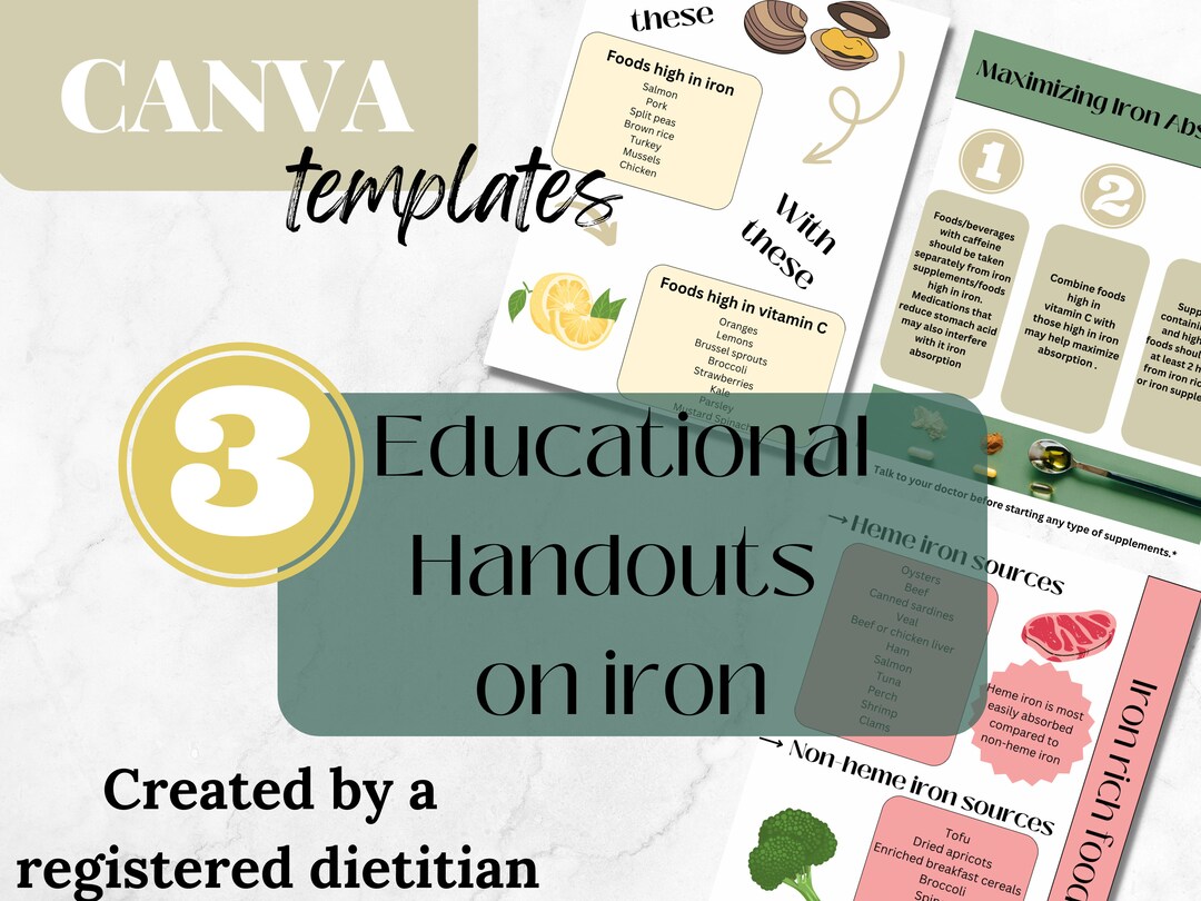 Nutrition Handouts on Iron, Educational Handout, Dietitian Handouts Etsy