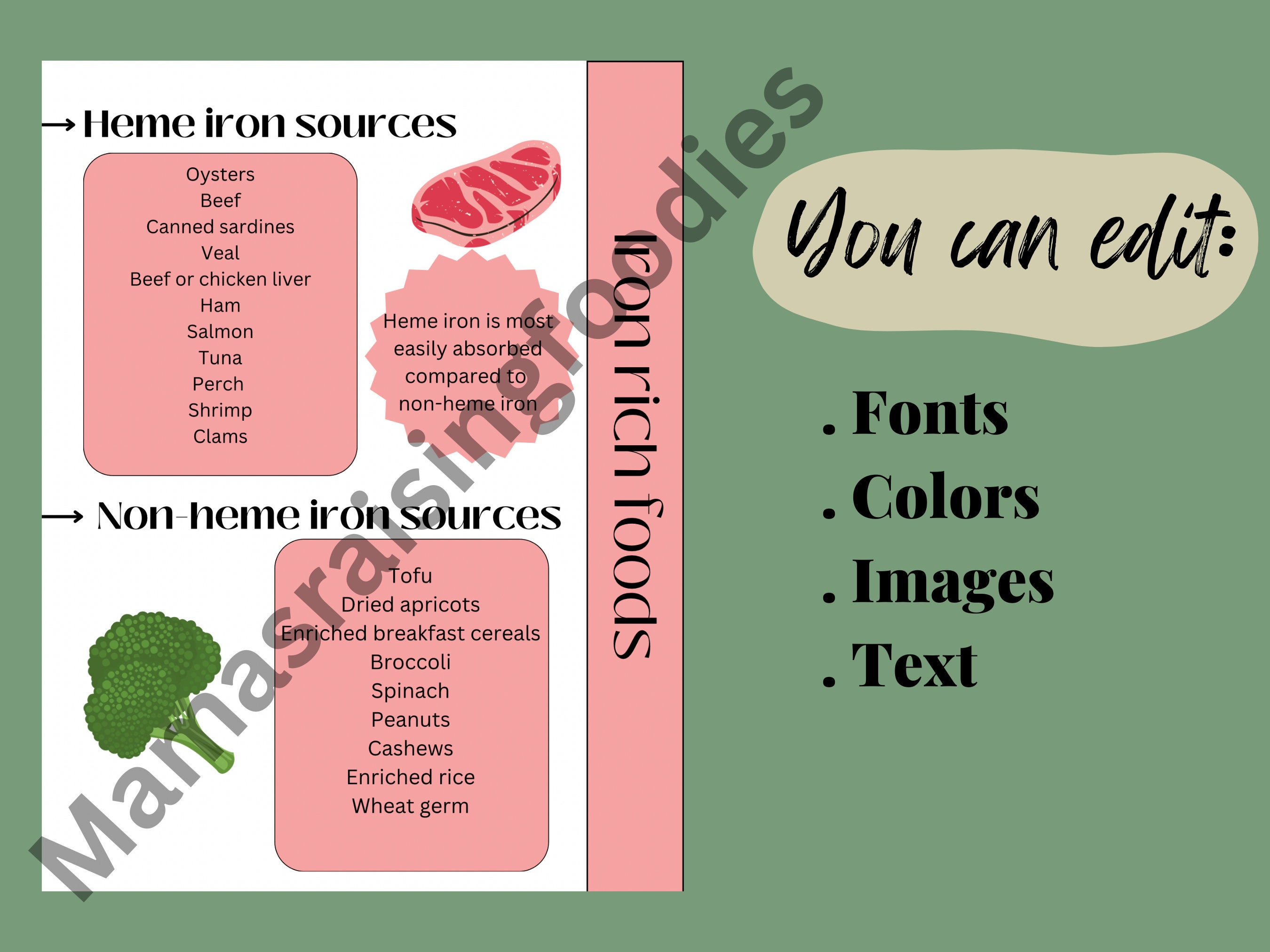 Nutrition Handouts on Iron, Educational Handout, Dietitian Handouts Etsy