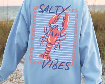 Summer lobster sweatshirt, fisherman aesthetic summer sweater, Retro beach vacation lobster hoodie, vintage lobster sweater, nautical hoodie