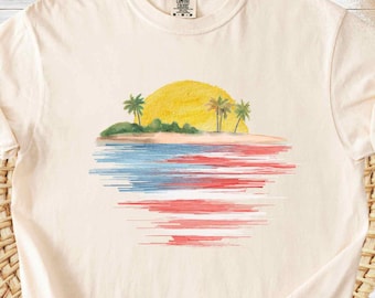 fourth of july beach comfort colors® tshirt, 4th of july summer shirt, patriotic beach t-shirt, independence day ocean tee, american beach