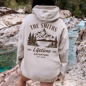 Lifetime Adventure matching mr mrs hoodie, mountain lakeview couples hoodie, husband and wife newlywed sweatshirt gift set, wedding sweater