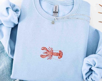 coastal lobster sweatshirt, red maine lobster sweater, fisherman aesthetic gift, retro vintage lobster, marine life nature lover sweatshirt