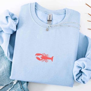 刺繍入りロブスタースウェットシャツギフト、ロブスター刺繍セーター、海洋生物刺繍スウェットシャツ、彼または彼女のための海岸風セーター