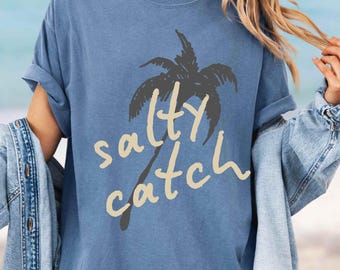 Tropisch esthetisch comfort colors®-t-shirt, strandshirt met palmboom, oceaanshirt, nautisch T-shirt, T-shirt zomer strandvakantie, T-shirt kust