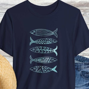 vintage fish t-shirt, retro fisher shirt, fishing shirt for her, sardines t-shirt, fishing tattoo shirt, fish aesthetic tee, fisherman gift
