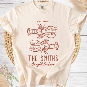 Personalize couples vintage lobster shellfish comfort colors® tshirt for him her, custom retro anniversary mr mrs lobstah t-shirt