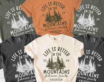 Benutzerdefinierte Berg Familie Urlaub Komfort Farben Tshirt, Personalisieren passende Camping Reise Shirt