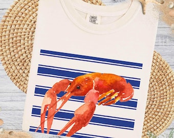 Ästhetisches T-Shirt des Seefischers, Vintage-Hummer-T-Shirt, Comfort Colors ® -T-Shirt, französisches Küstenhemd, Ozeanleben-Kokettethemdgeschenk
