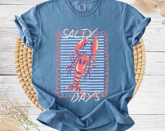 Salty Days Retro Hummer Comfort Colors® Sommerhemd, ästhetisches T-Shirt für nautische Fischer, trendiges T-Shirt für Vintage-Meeresliebhaber an der französischen Küste