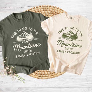 Personalize mountain family vacation matching comfort colors® tshirt, customize group mountain camping travel family reunion trip shirt