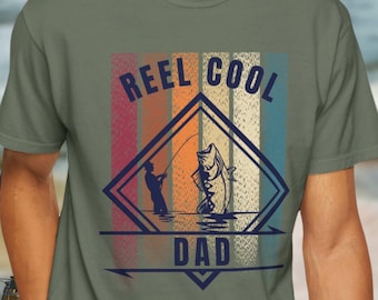 maglietta papà cool reel, maglietta da pesca personalizzata per papà, maglietta per la festa del papà, maglietta per l'annuncio del papà, maglietta vintage per papà, maglietta retrò personalizzata per papà