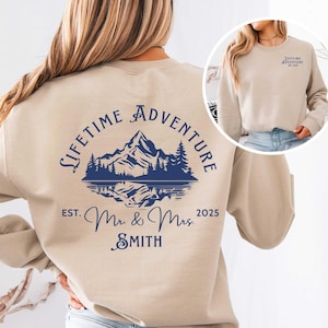 Lifetime Adventure matching mr mrs sweatshirt, mountain lakeview couples sweater, husband wife newlywed sweatshirt gift set, wedding hoodie