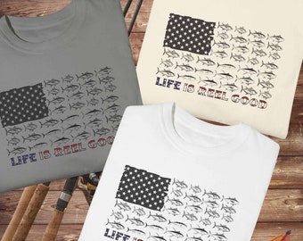 Cool patriottische visserij t-shirt cadeau Amerikaanse vlag tonijn shirt man verjaardag cadeau visser tshirt Vaderdag cadeau buitenkleding cadeau idee