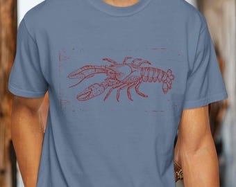 Retro Hummer Comfort Colors® Sommerhemd, ästhetisches T-Shirt des nautischen Fischers, französisches Küstenhemd, Vintage Hummer-Meeresliebhaberhemd