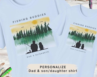 Personalize matching fishing daughter dad tshirt, Daddys little girl fish shirt, father's day tee, Custom fisherman gift t-shirt for him