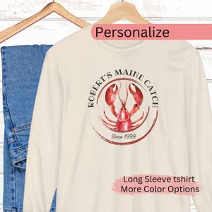 Personalize long sleeve lobster gift t-shirt, custom lobstah shirt, vintage lobster t-shirt Christmas gift for him her, fishing crawfish tee