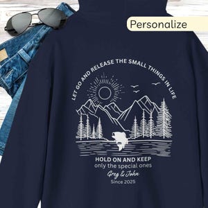 let go and release the small things in life hoodie, personalize fishing sweatshirt gift for dad, custom fisherman hoodie with name and year