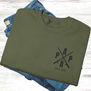 custom fishing dad sweatshirt with year sweatshirt, personalize new dad fishing rod hoodie, fisherman papa sweatshirt, fathers day fish gift