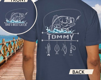 Personalice la camiseta de pesca para papá, abuelo, tío, padrastro, camisa personalizada de papá e hijo o hija, regalo del día del padre para él, camiseta de pescador