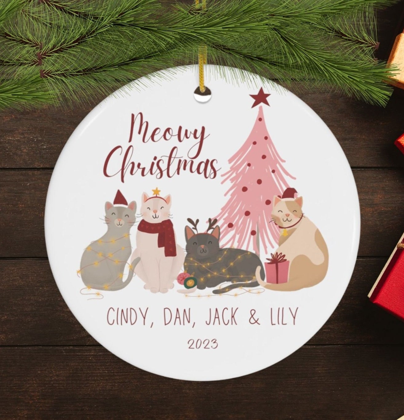 ViciArt Meowy Christmas Cat Ornament - Holiday Decor