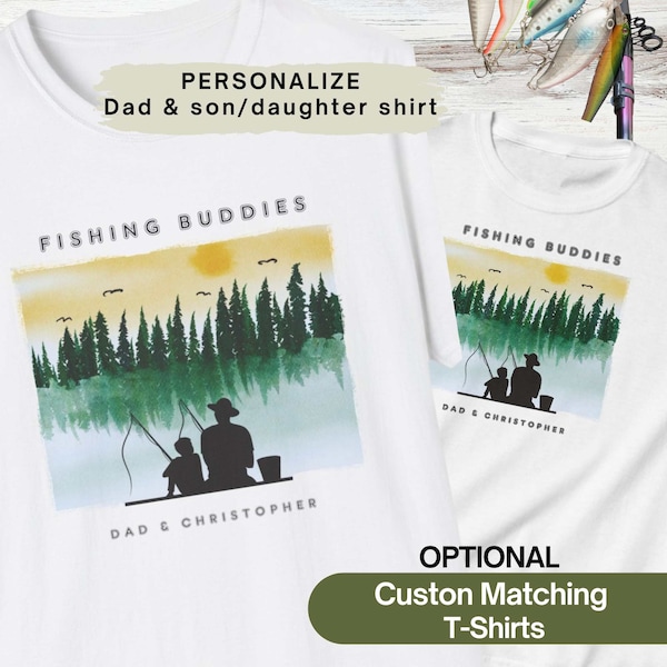 Personalize matching fishing dad son gift tshirt, father child fish shirt, father's day tee, Daddy and baby fisherman t-shirt, Custom gift