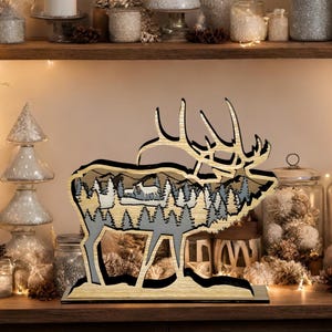 Elk Multi-Layer 3D Display Art   &quot;2 Sizes Available select before adding to cart&quot;