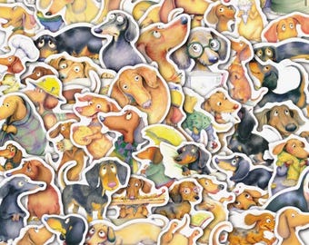 50 Dachshund Stickers Waterproof Vinyl Decals Sausage Dog Stickers For Friends