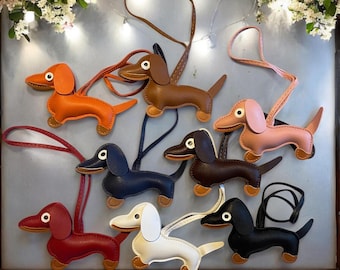 Dachshund Bag Charm Vegan Leather Sausage Dog Accessory